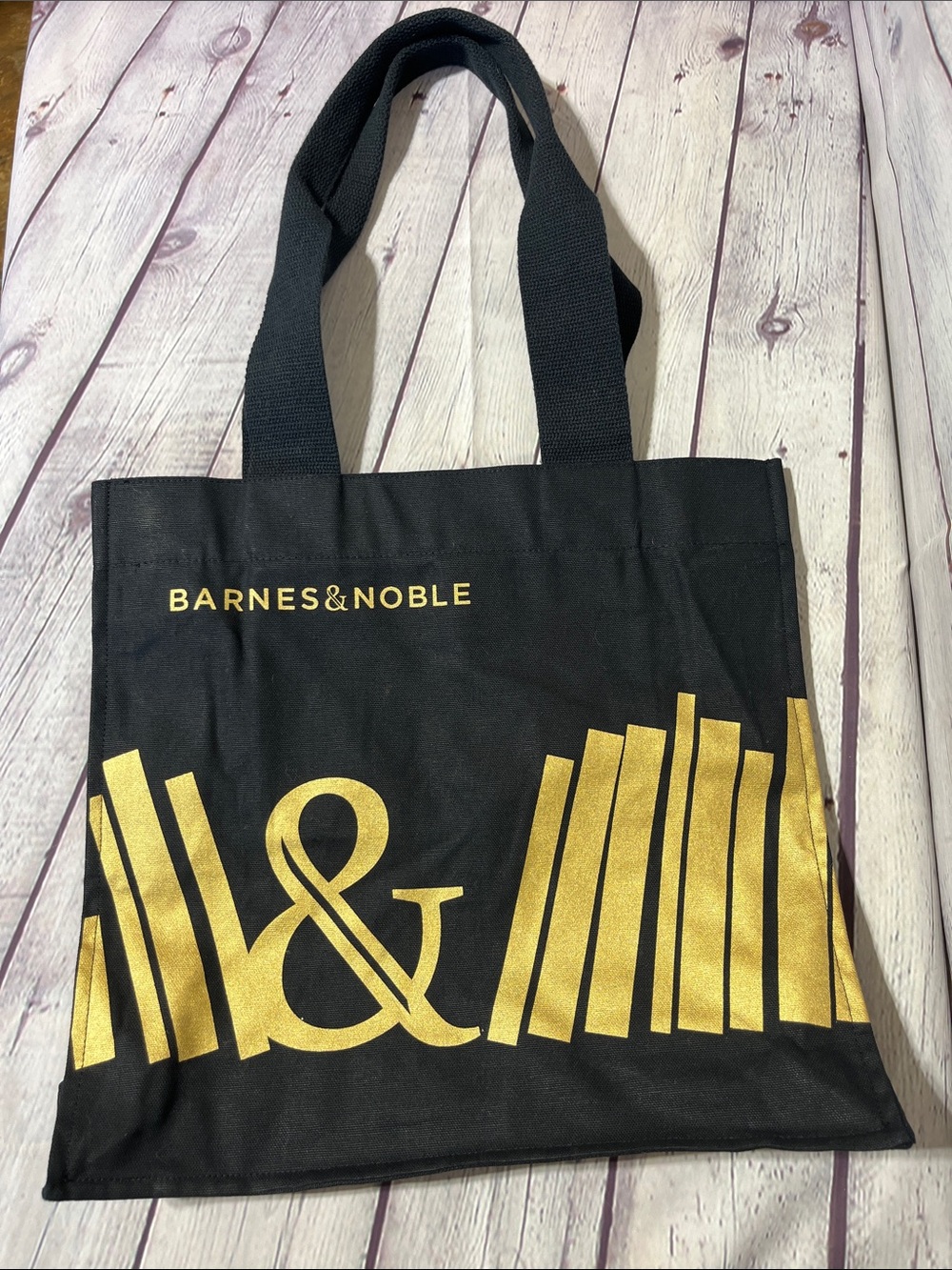 Barnes & Noble Black and Gold Book-Print Tote